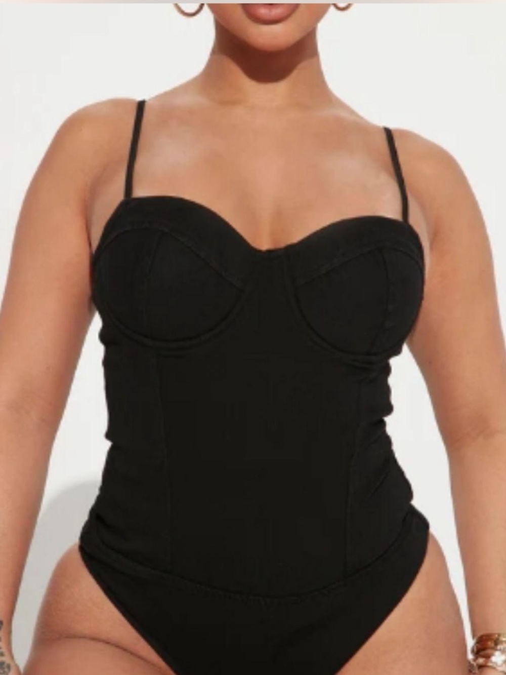 Fashion Nova black bustier bodysuit size medium